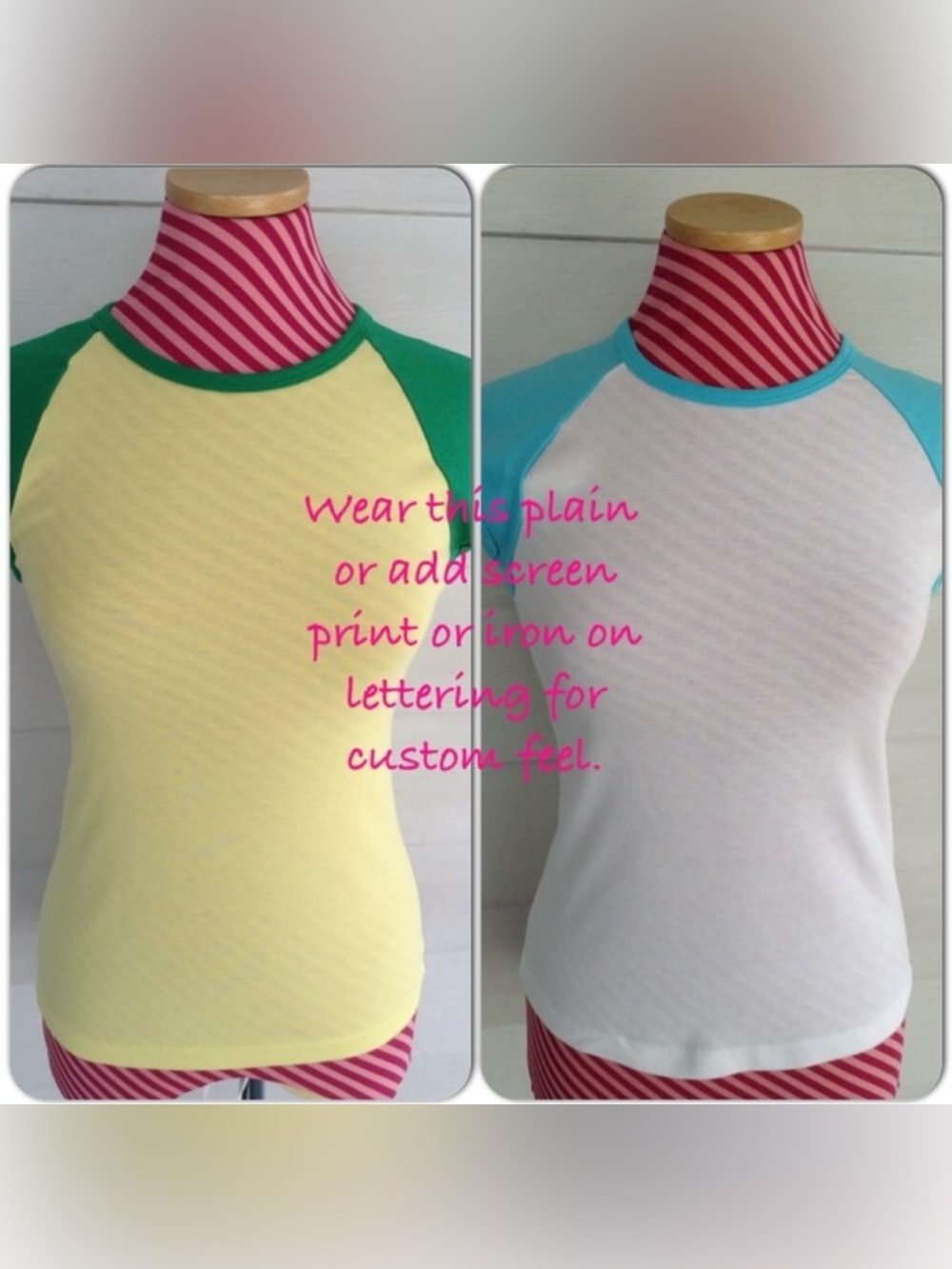 Raglan Sleeve Colorblock Fitted T-Shirt- Yellow/Green